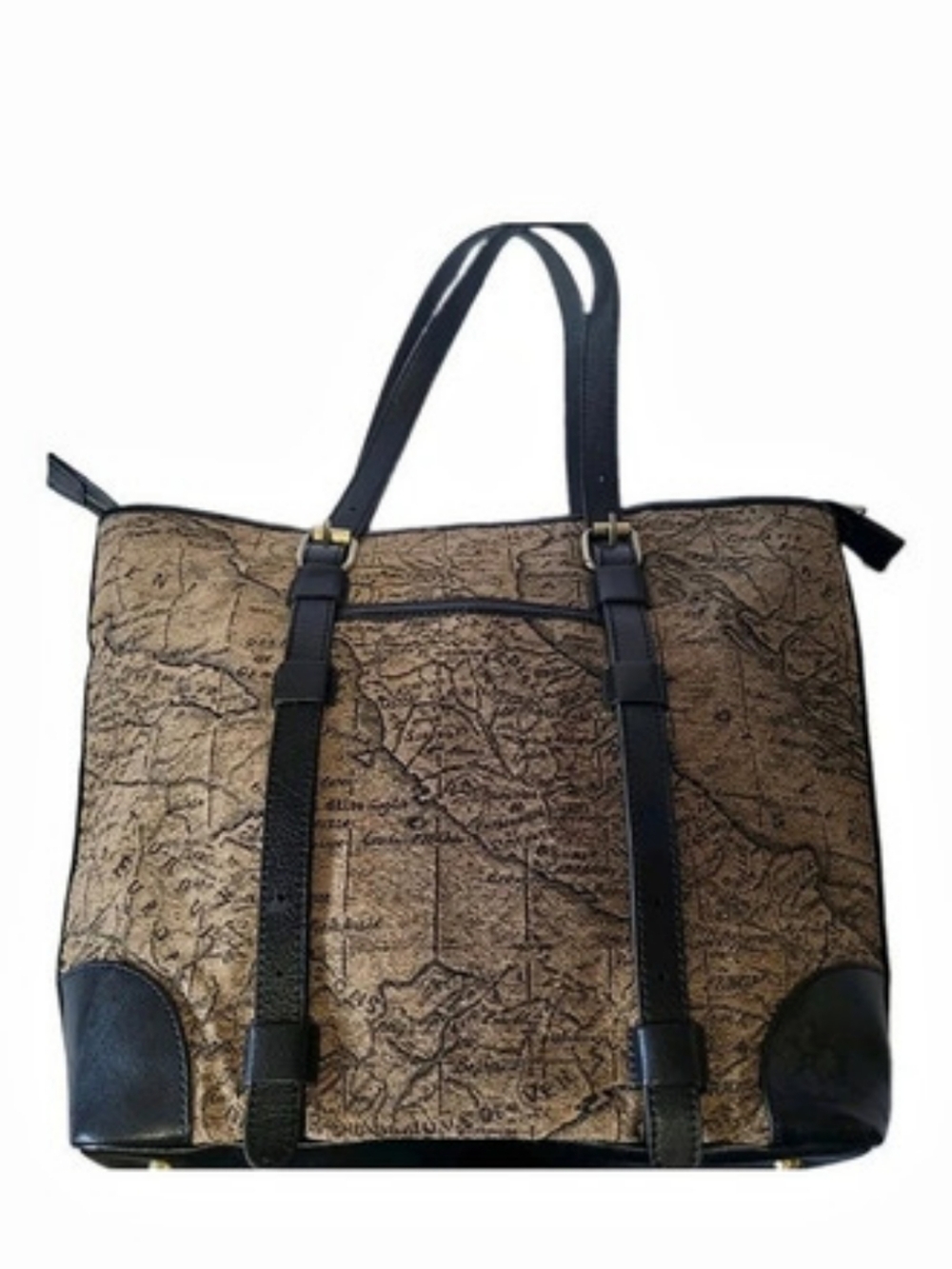 Patricia Nash Map Jacquard Collection Montry Tote Bag Tan Black Brown